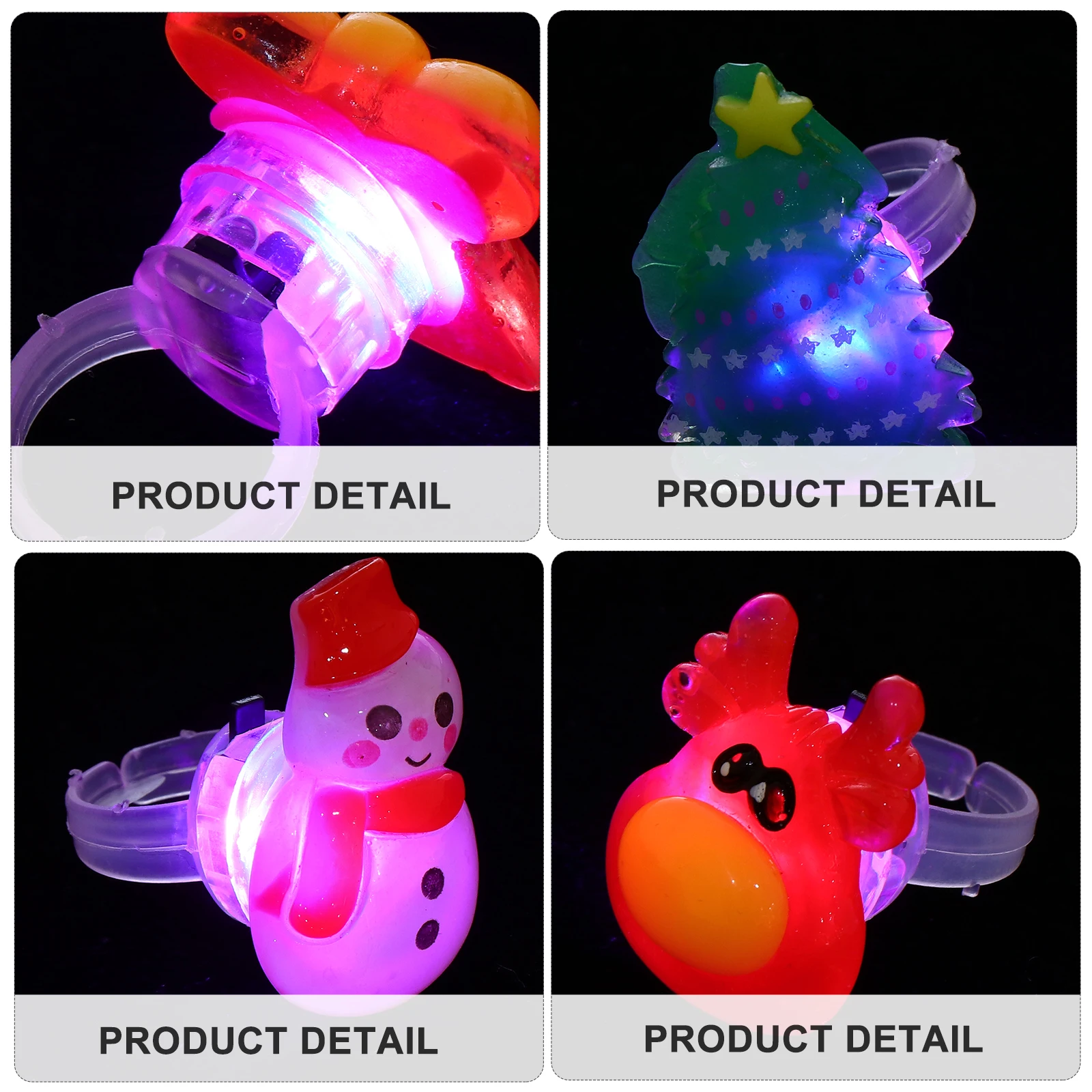

10 Pcs Glowing Christmas Ring Luminous Children Light up Finger Rings Gifts Party Cartoon