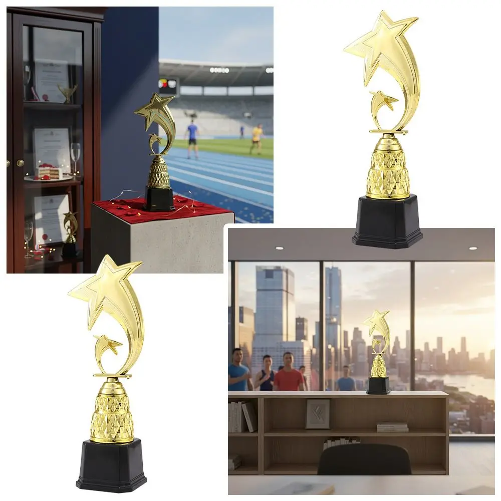 Great Award 22/26/28/31cm Star Trophy Plastic Base Black Base Sports Trophy Star Honor Creative Design Award Trophy Tournament