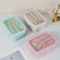 1pc lunch box, lunch box, office worker's day solid color square shaped, sealed with tableware, microwave oven meal box