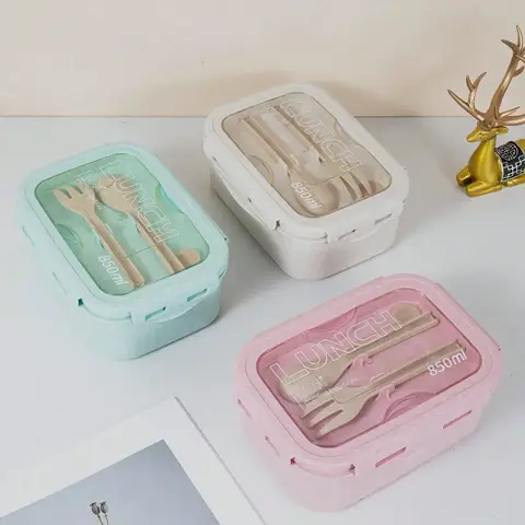 도시락 1개, 도시락, 직장인의 날 단색 사각형 모양, 식기로 밀봉, 전자레인지 식사 상자