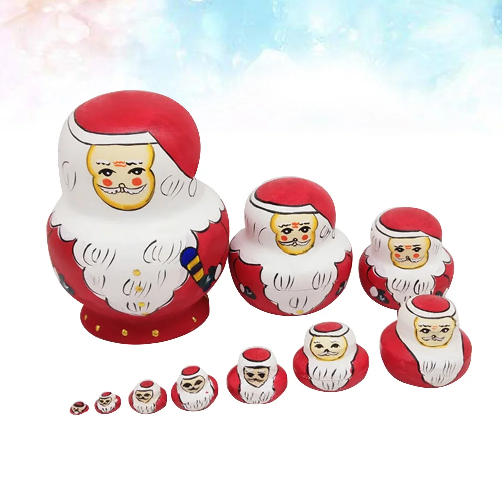 10Pcs Santa Claus Schneemann Russland Nesting Dekoration Lagerung Boxen Schmuck Kleinigkeiten Weihnachten Geschenk Weihnachten Santa Nesting Spielzeug