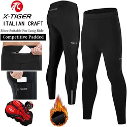 X-TIGER Winter Cycling Pants with Back Pocket 5D Gel Padded Men Fleece Sports Warm Long Pants MTB Road Ski Motorcycle Bike Pants