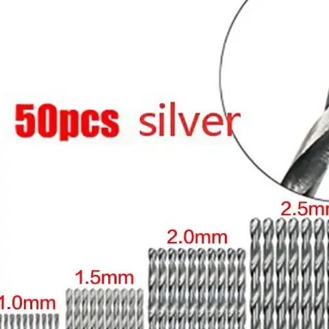 1/1.5/2/2.5/3mm 50/100Pcs Titanium Plated High-speed Steel Titanium Coated Drill Bits Set For Metal Wood Aluminum Drilling Tools