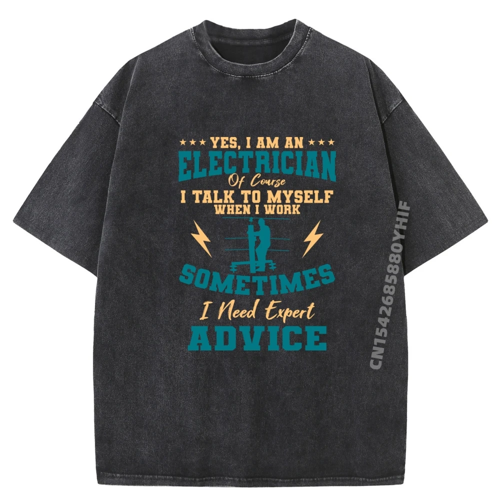 

Electrician Electricity Lineman Wiring Electrical Engineer Graphic Tee Shirt Letter Tshirt Printed Retro Washed Shirt
