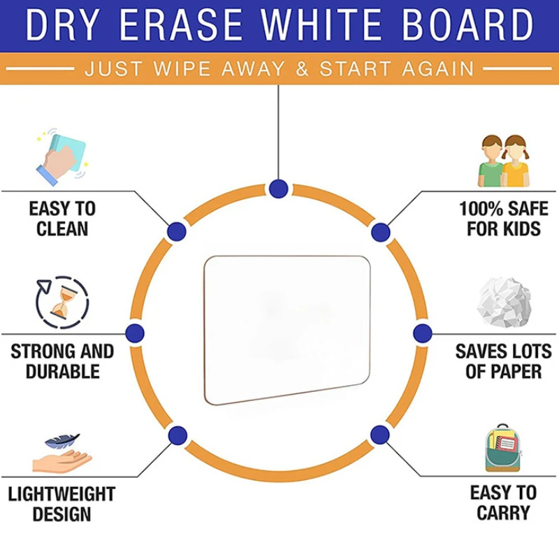 Портативная мини-доска с сухой салфеткой для детей, учебные пособия, домашняя Двусторонняя доска для письма сообщений