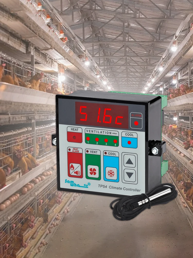 TP54 4-step ventilation and temperature controller with NTC sensor POLA for smart chicken farms