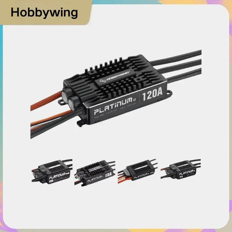 VoltSHobbywing Platinum V4 25A 40A 60A 80A 120A ESC, 3-6S Brushless Speed Controller 5V/8A BEC For RC Airplane Fixed Wing
