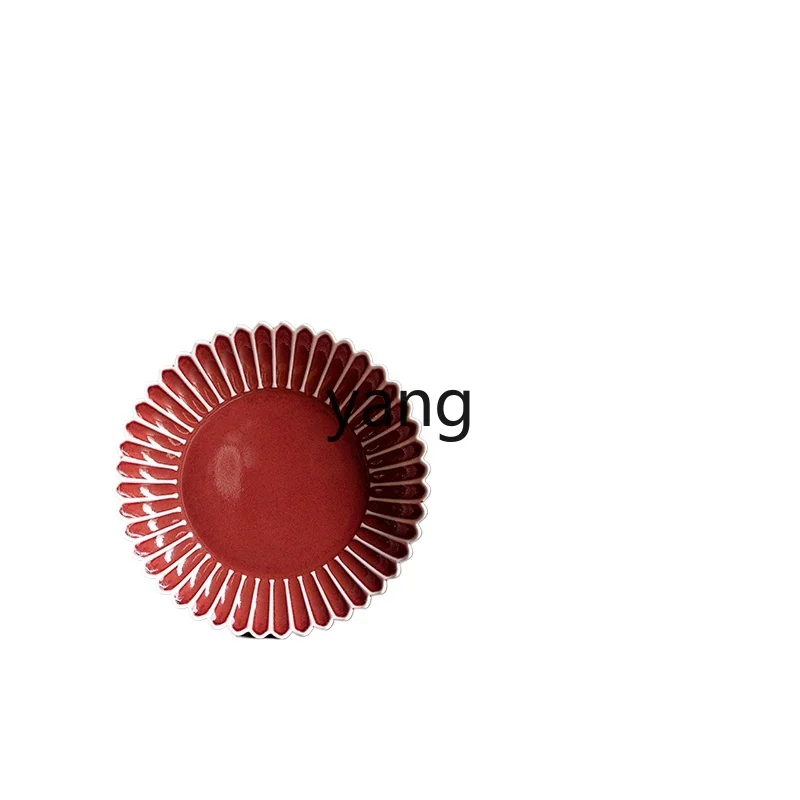 lh Yucheng Cowpea Red Daisy Plate Jingdezhen Ceramic Household Heat Insulation Anti-Scald and High Temperature Resistant