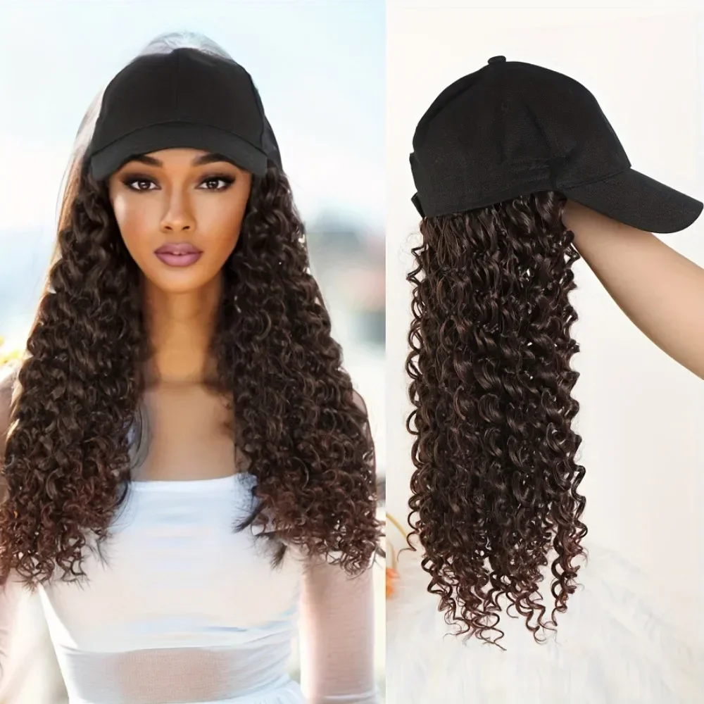 Synthetic Wigs Fashion One-piece Baseball Cap Small Curly Wig Natural Women Fluffy Full Head Cover