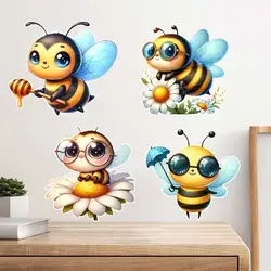 Cute Honey Bee Wall Sticker Room Decor Bathroom Toilet Living Room Decor Cabinet  Refrigerator Home Decor Animal Decals M1016