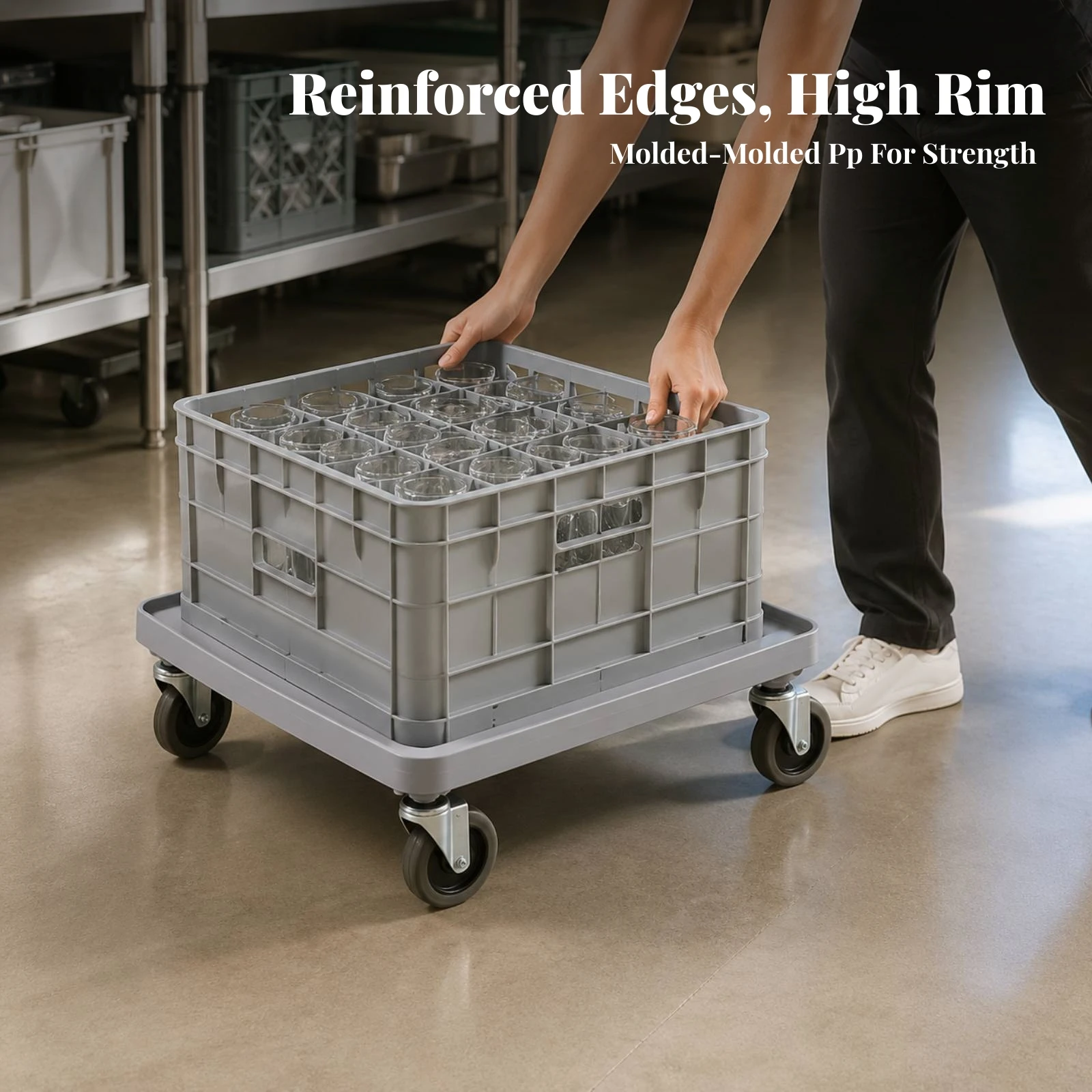 Rolling Cart with Tray Easy to Clean Plastic Utility Cart Swivel Portable for Restaurants, Kitchen, Dining Areas