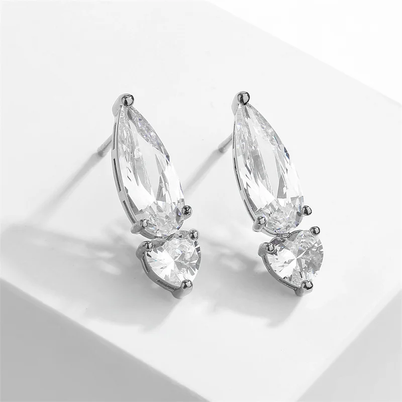 ZAKOL Pear Cut Solitaire White Zircon Mini Stud Earrings Exquisite Crystal Water Drop CZ Earring Jewelry Gift for Women Girls image 6