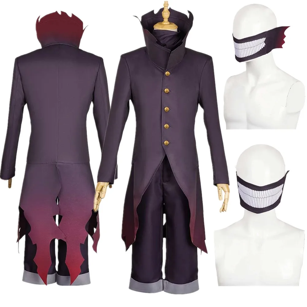 

Men Ken Takakura Cosplay Costume Anime Dandadan Wig Mask Uniform Coat Pants Male Outfits Halloween Carnival Party Suit