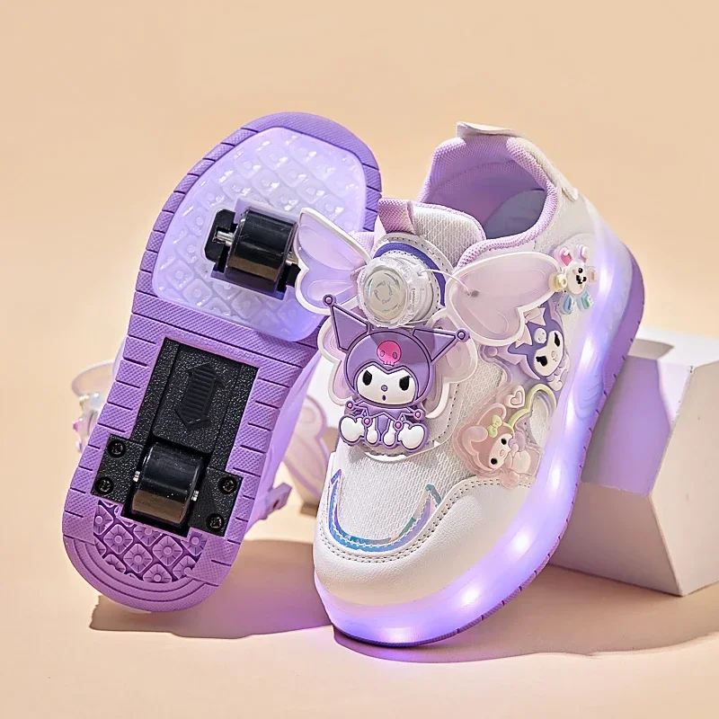 ديزني جديد أضواء LED الاطفال أحذية التزلج الدوارة للأطفال مع 2 عجلات عادية صبي فتاة أحذية التزلج عادية أحذية رياضية للبنين أطفال