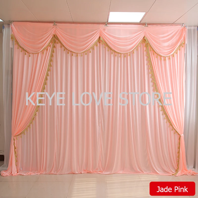 

3x6M/10x20FT Luxury Pink Swags Wedding Decoration Baby Shower Party Backdrop Panel Ruffle Drapes Panel Stage Background Curtain