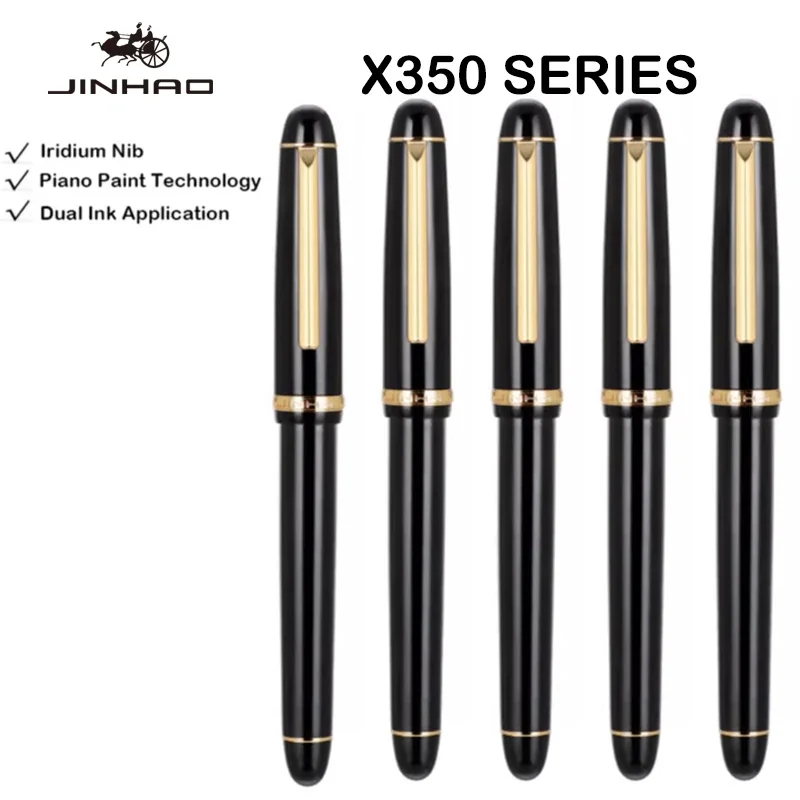 

1/5 PCS JINHAO X350 Fountain Pen Calligraphy Metal Writing Ink Pen Golden EF F Nib Business Office School Supplies Stationery