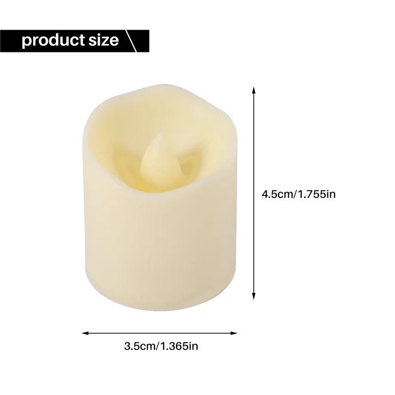 ABMH-24Pcs vela LED sin llama, luz de té de los deseos creativa, vela blanca cálida sin llama, decoración navideña de Halloween, luz de vela