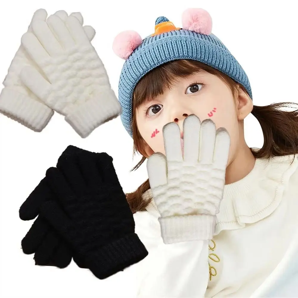 

Winter Knitted Kids Gloves Thickened Anti-slip Warm Full Finger Gloves Thermal Anti-Cold Touchscreen Outdoor Sport Gloves