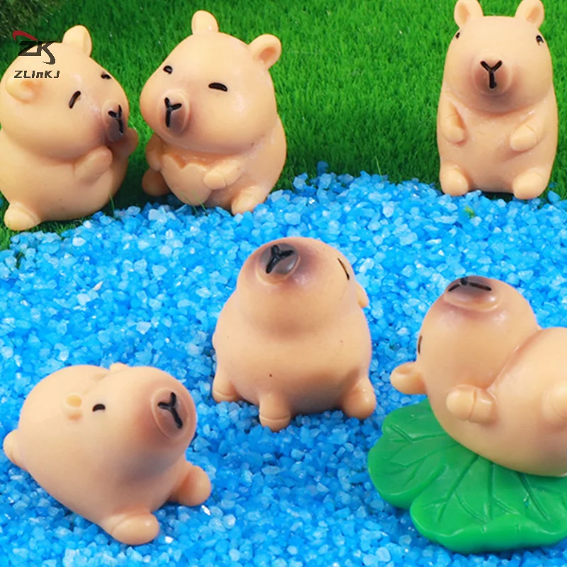 1pc Mini Capybara Figures Cartoon Capybara Simulated Animals Model Home Decoration Kids Gifts Micro Landscape Ornaments