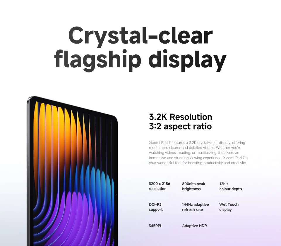 Global Version Xiaomi Pad 7 Snapdragon 7+ Gen 3 Octa-core CPU Tablet 8850mAh 13MP Camera 11.2" 3.2K Display 144Hz 45W Charging