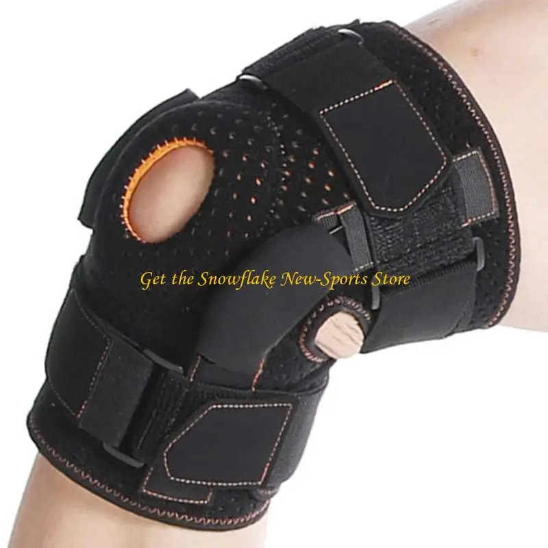 E56D Knee Support Brace Adjustable Hinged Knee Brace with Stabilizers Open Patella Support Wrap for Men Women Sport Injury