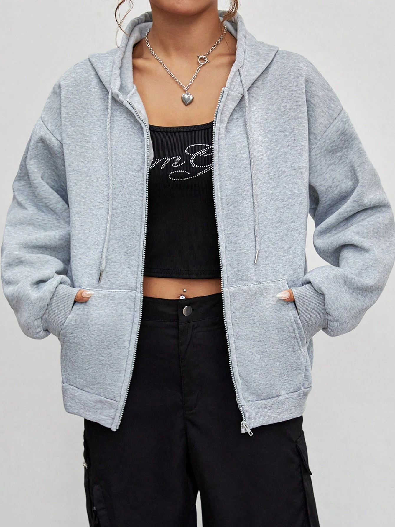 Nueva Sudadera con capucha con cremallera para mujer, sudaderas con capucha cómodas de lana lisas, sudadera holgada de otoño, ropa de calle deportiva a la moda, abrigo de gran tamaño que combina con todo