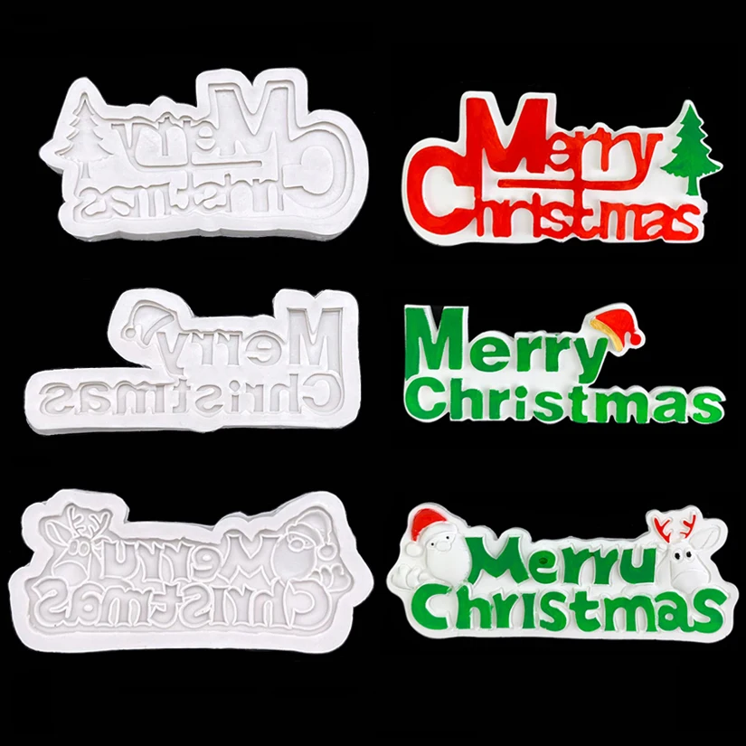 Merry Christmas Tree Hat Reindeer Deer Silicone Mold Sugarcraft Chocolate Cupcake Baking Mold Fondant Cake Decorating Tools