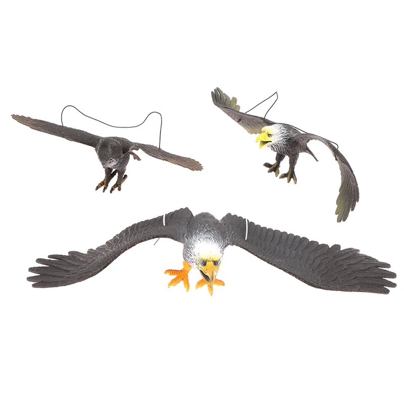 1 Stück Outdoor-Adlerfigur, hängende Vogelabwehr, Kunststoff-Adlerornament, lebensechte fliegende Vogel-Falke-Lockvogel-Garten-Vogelscheuche – Detail 9