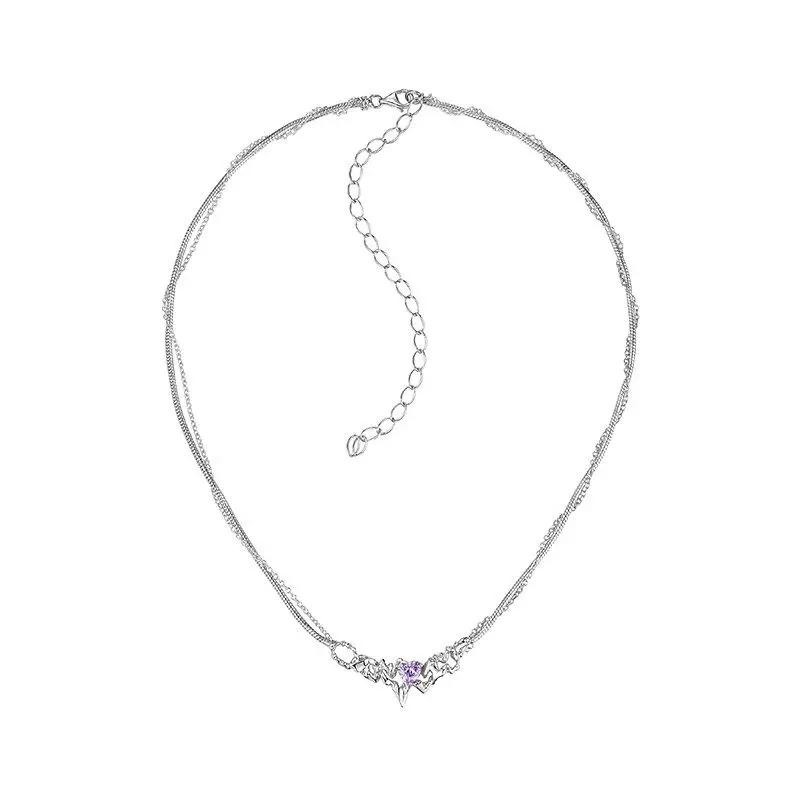 

YVMIN Yume Ripple Spring/Summer 2021 Collection Heart Gemstone Liquefaction Fine Necklace Purple Collar Chain