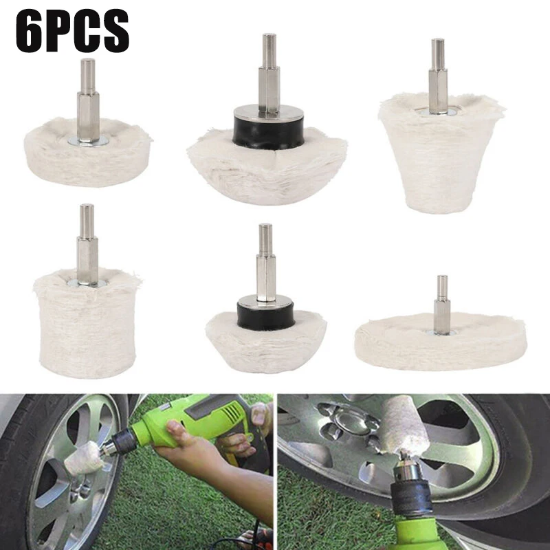 Almohadilla de pulido para pulir, Kit de fregona, pulido de joyería, acero inoxidable, aluminio, madera, 6 uds., plástico, acero inoxidable