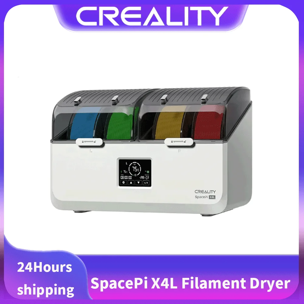 

Сушилка для нити Creality SpacePi X4L для всех 3D-принтеров, 4 катушки, многоцветная сушка, двойные независимые нагревательные камеры до 75 ℃