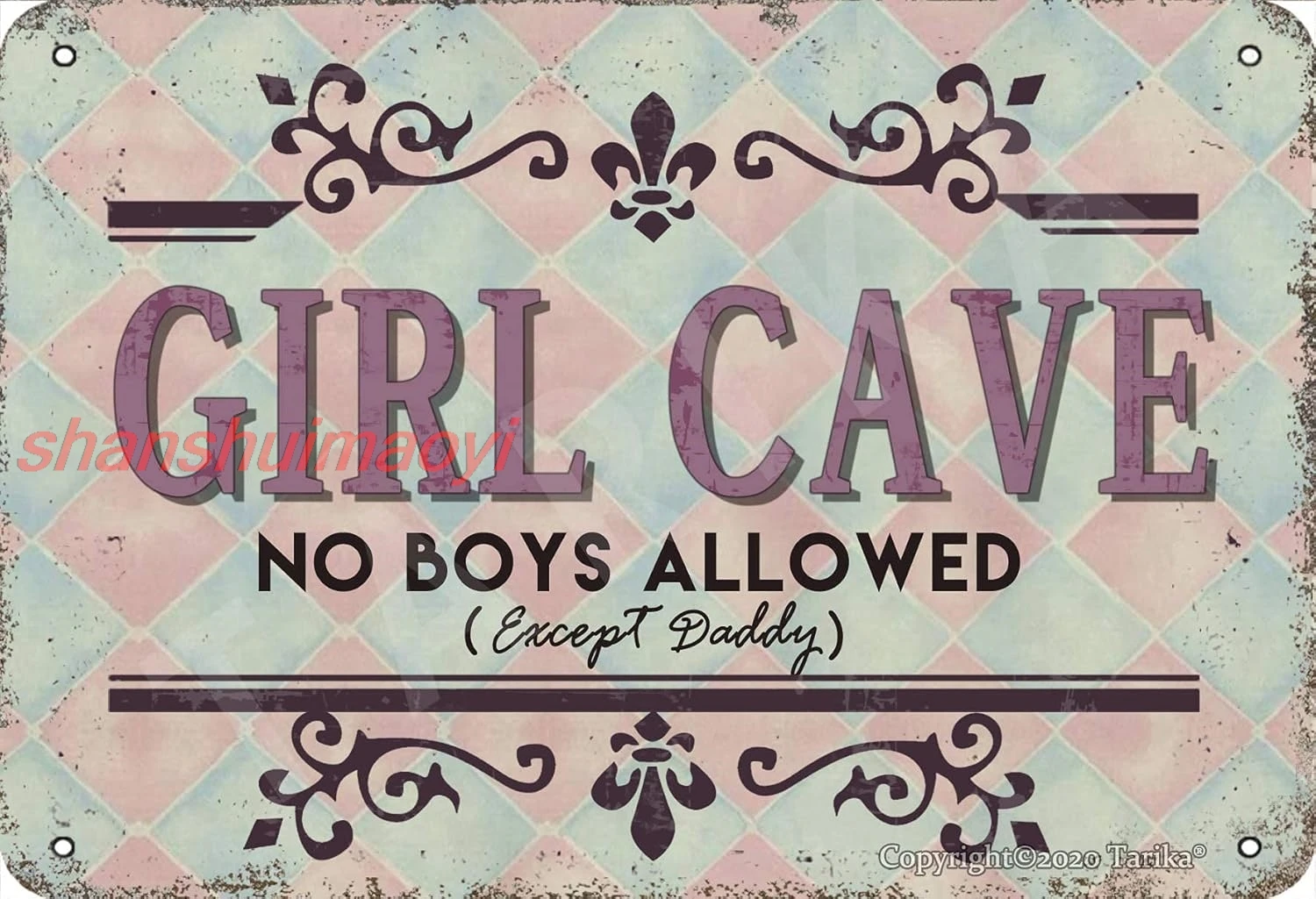 BIGYAK Girl Cave No Boys Allowed Except Daddy 20X30 cm Vintage Look Metal Decoration Plaque Sign for Home Kitchen Bathroom  ALI