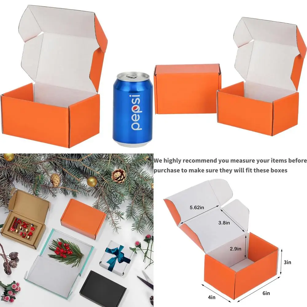 

100 Pack 6x4x3 Small Orange Cardboard Shipping Boxes