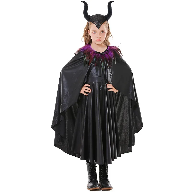 Festa di carnevale di Halloween Film La bella addormentata Costume da strega per bambini Festa dei bambini Ragazze Demone Regina Vampiro Abito cosplay