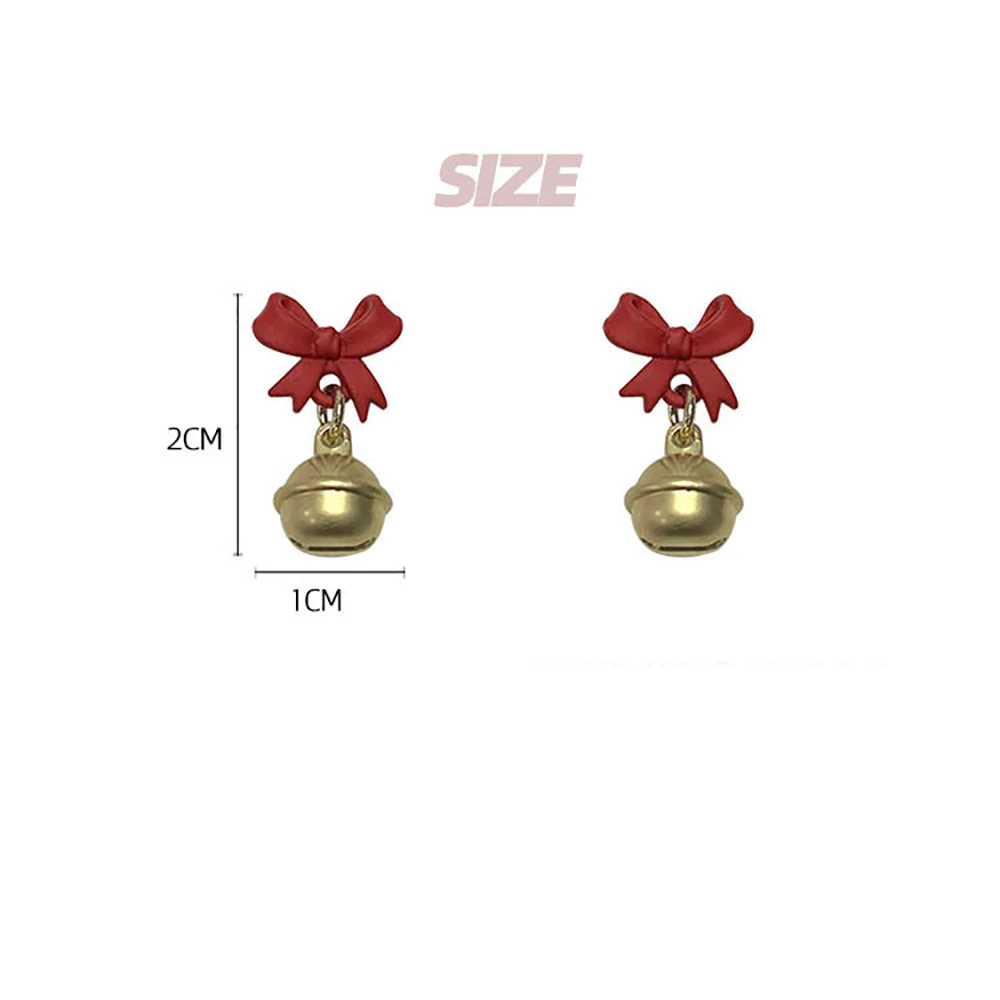 2025 Chinese New Year Red Bow Bell Earrings with Chinese Style Celebration Paired with Red Bow Girl Heart