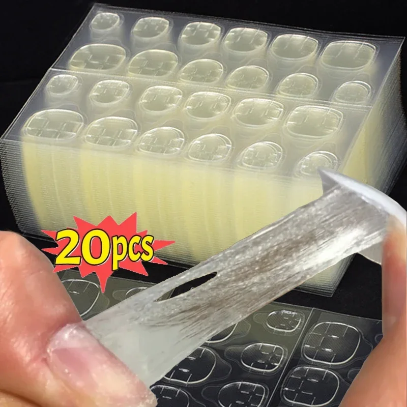 20PCS Press-On Nails Tips Jelly Glue Sticker Transparent Strong Adhesive Lasting Waterproof Nail Glue Stickers DIY Manicure Tool