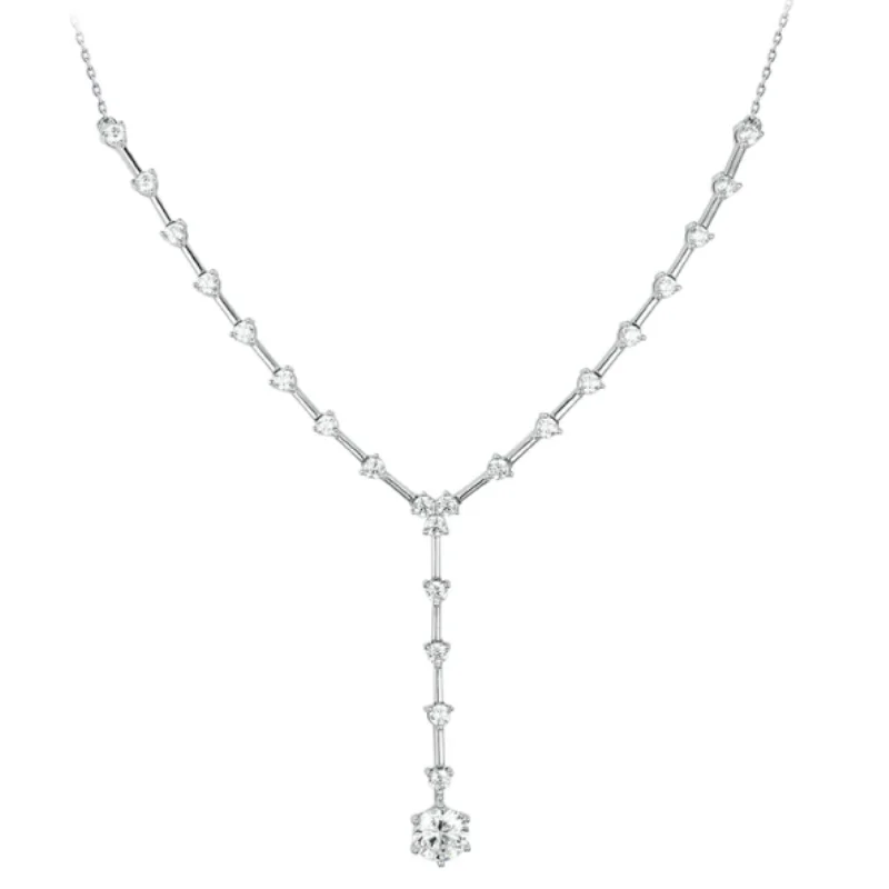 

BELLUX Chain 925 Silver Synthetic Zircon White Diamond Starry Sky Sparkling Y-shaped Necklace Light Luxury