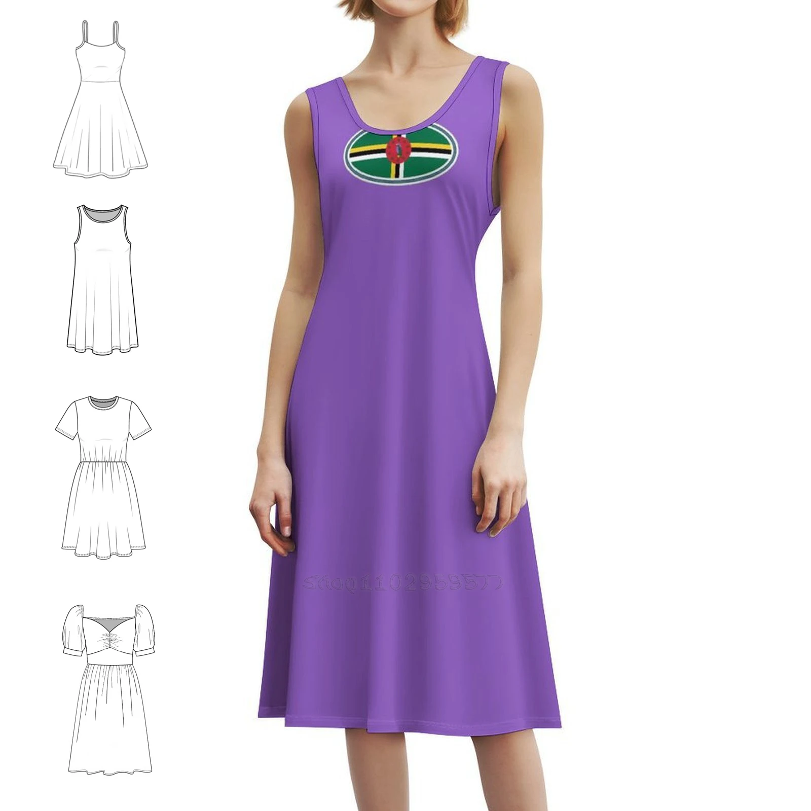 Dominica Flag Gifts Stickers & Other Products Bohemian Sleeveless Dress For Women Print Beach Party Dresses Dominica Flag Of