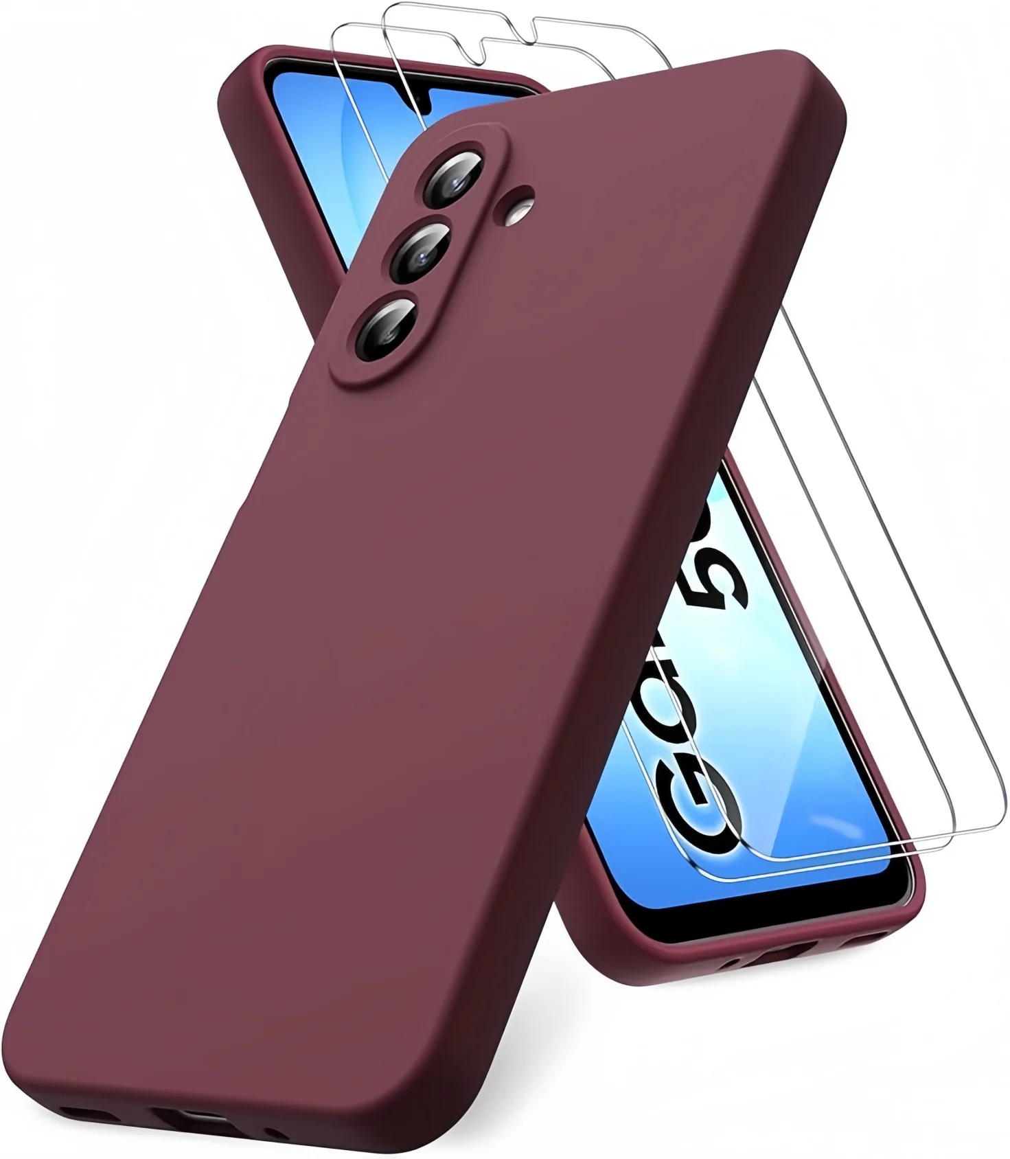 Mit 2 Displayschutzfolien Modische Einfarbige Schützende Flüssig-Silikon-Handyhülle für Samsung Galaxy S26 S25 S24 Plus FE