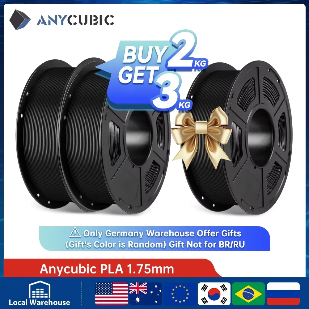 ANYCUBIC 3D Printer Filament 1.75mm PLA Filament 1KG/Roll 9 Colors Neat Spool No Bubble No Plugging For 3d Printer Mega-S Chiron