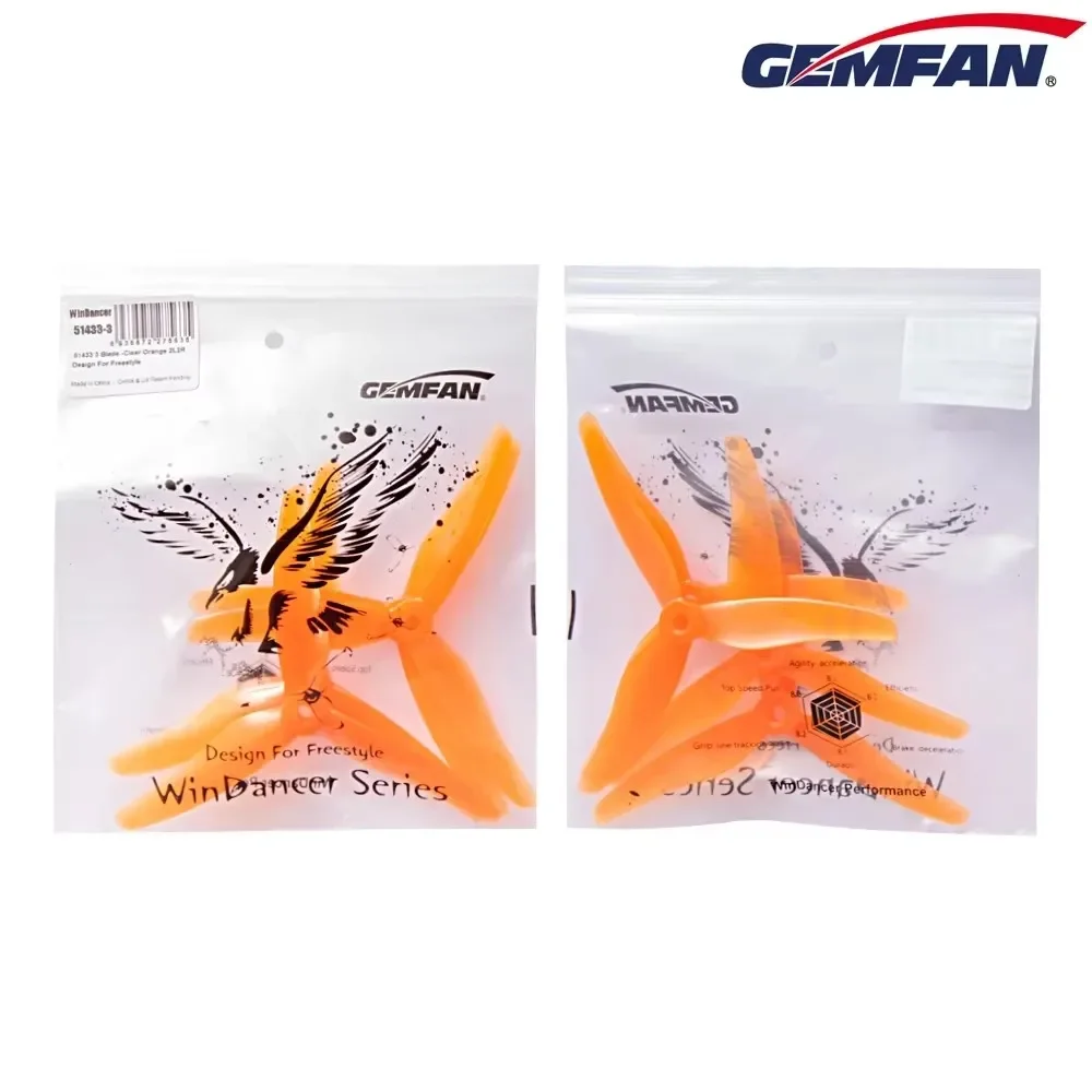 

12PCS/6 Pairs Gemfan 51433 5inch 3 blade/ tri-blade Propeller Props (6CW+6CCW) Compatible T-motor For FPV Racing Drone