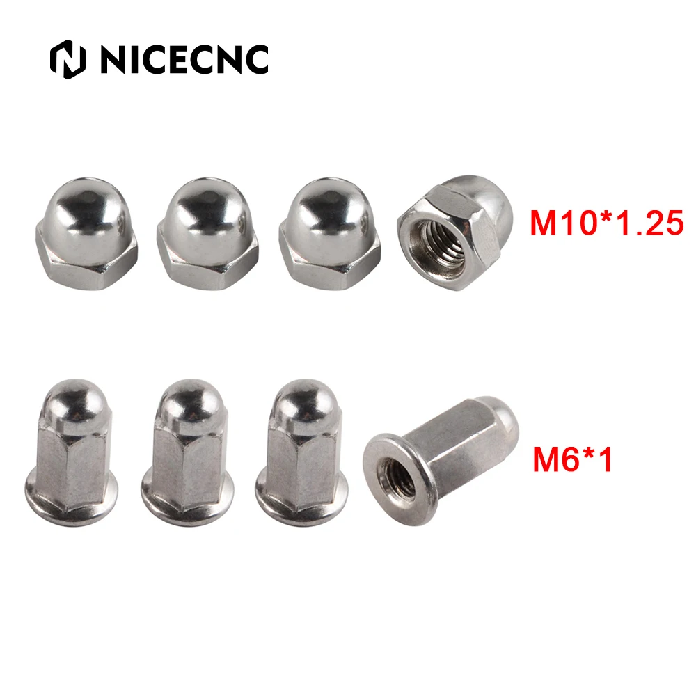 4 x Universal M6x1 Acorn Nuts for Harley Chopper Cobber Cafe Racer M10x1.25 Dome Head Hex Chrome Plated Acorn Nut Caps