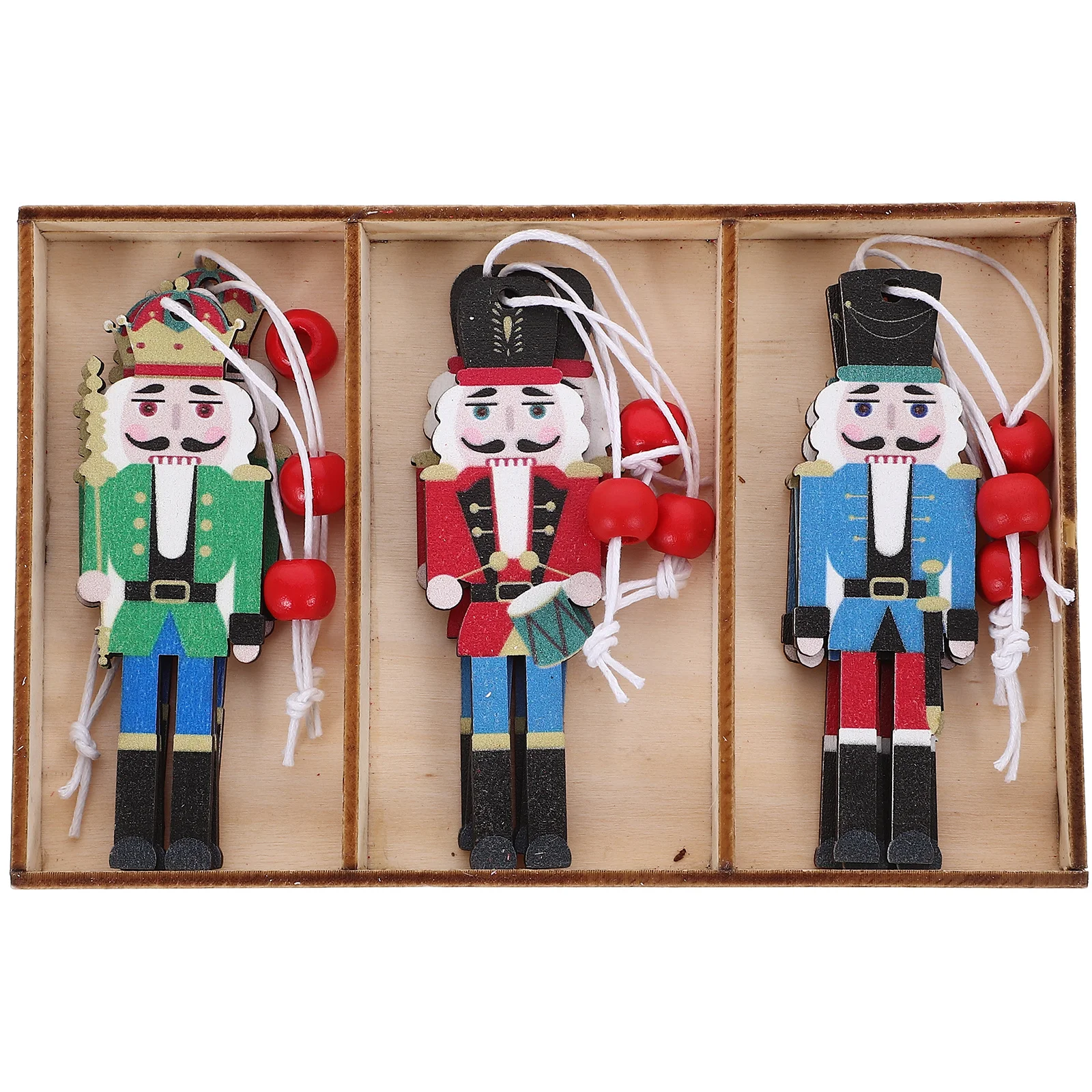 

1Set Hanging Nutcracker Cutouts Wooden Christmas Ornaments Handcrafted Xmas Pendant for Tree Door Window Holiday Decor