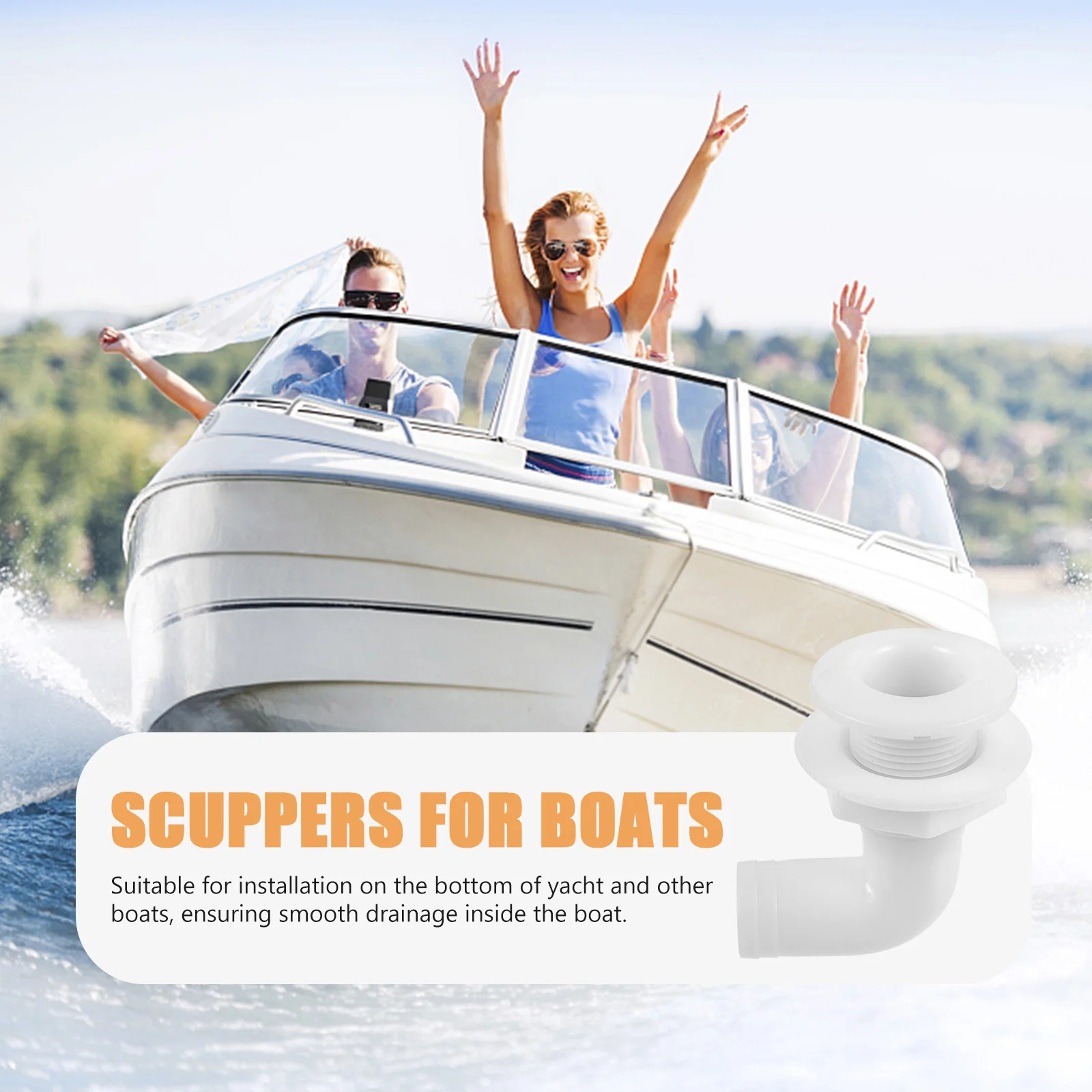 

1pcs Boat Scupper Fitting 90 Degree Angle Plastic Drain For Yacht Bottom Water Outlet Efficient Boat Drainage System