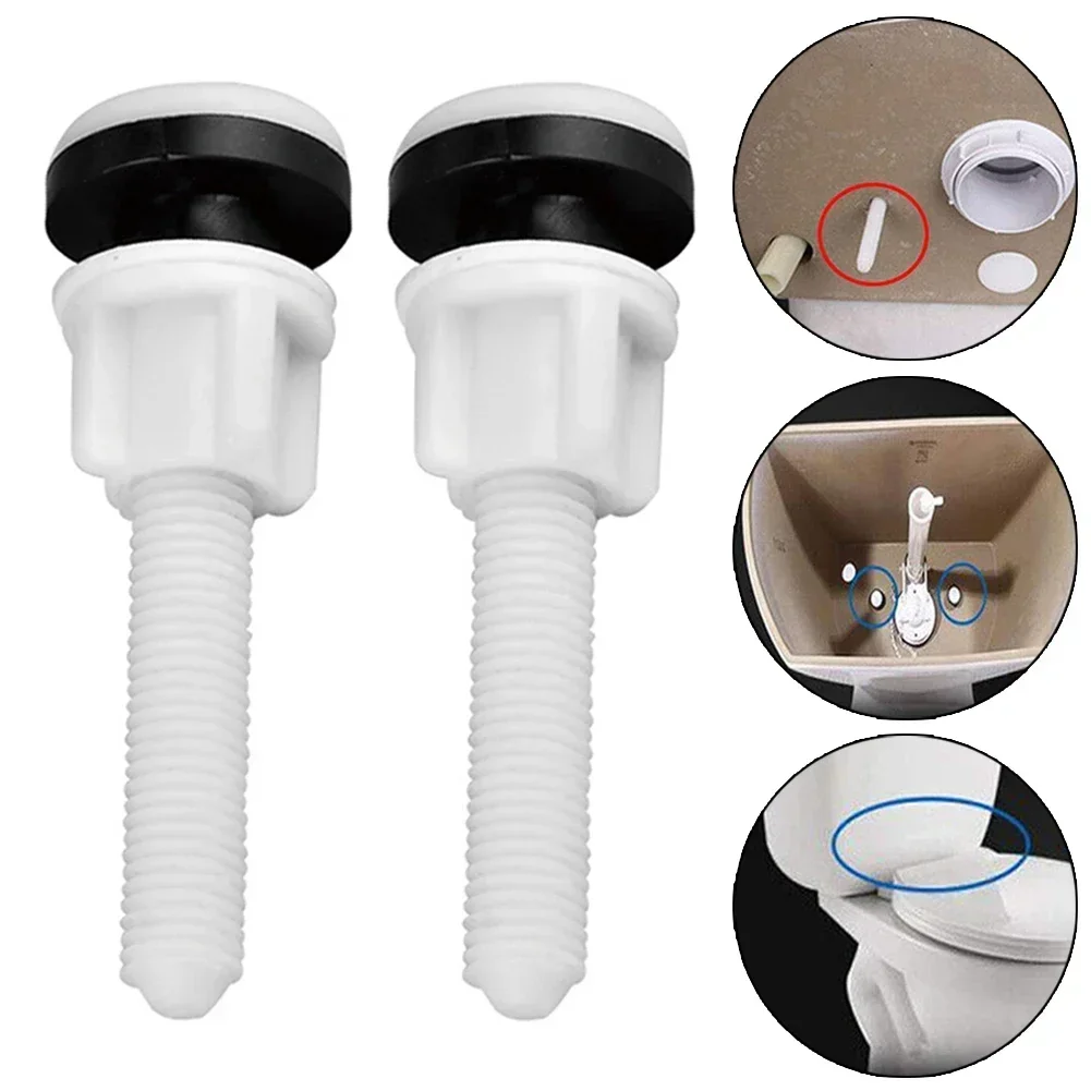 2pcs Plastic Toilet Hinge Close Coupling Bolts And Nuts With Washers For Fastening And Repairing Toilet Seat Toilet Fixing Kit