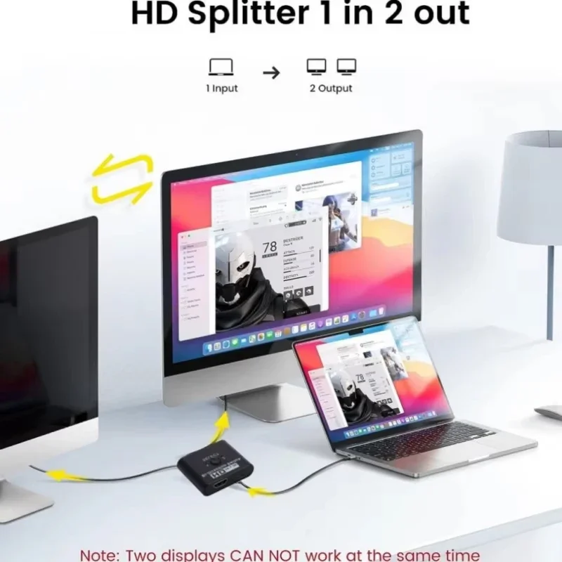 4K 60 هرتز HDMI ثنائي الاتجاه التبديل 2x1 الفاصل 2 منافذ المدخلات 1 الناتج للكمبيوتر المحمول رصد التلفزيون العارض الصوت والفيديو محول #3