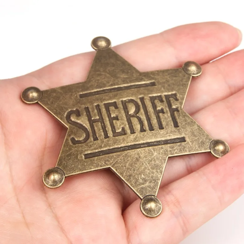 Vintage Deputy Sheriff Badges Costume Star Western Adult Pin Brooches Carnival Party Gifts for Halloween Cowboy Honor Kids Toys