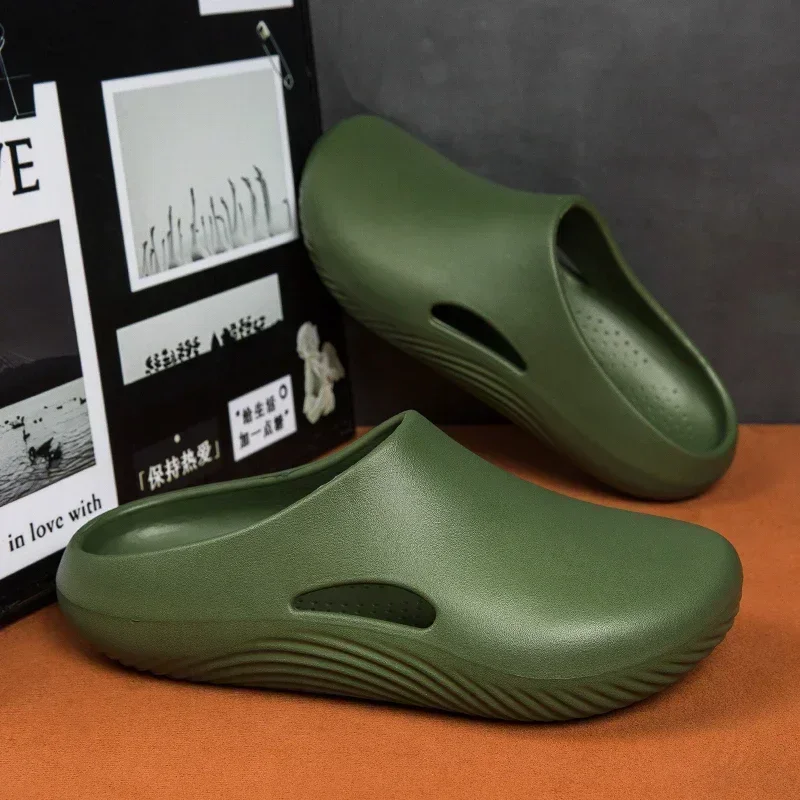 รองเท้าแตะลำลองสำหรับบ้านรองเท้าแตะชายหาดน้ำหนักเบารองเท้าแตะผู้ชายกันน้ำป้องกันการลื่นไถลเชฟรองเท้าระบายอากาศได้ดี SLIP ON ชายรองเท้าแตะสวน