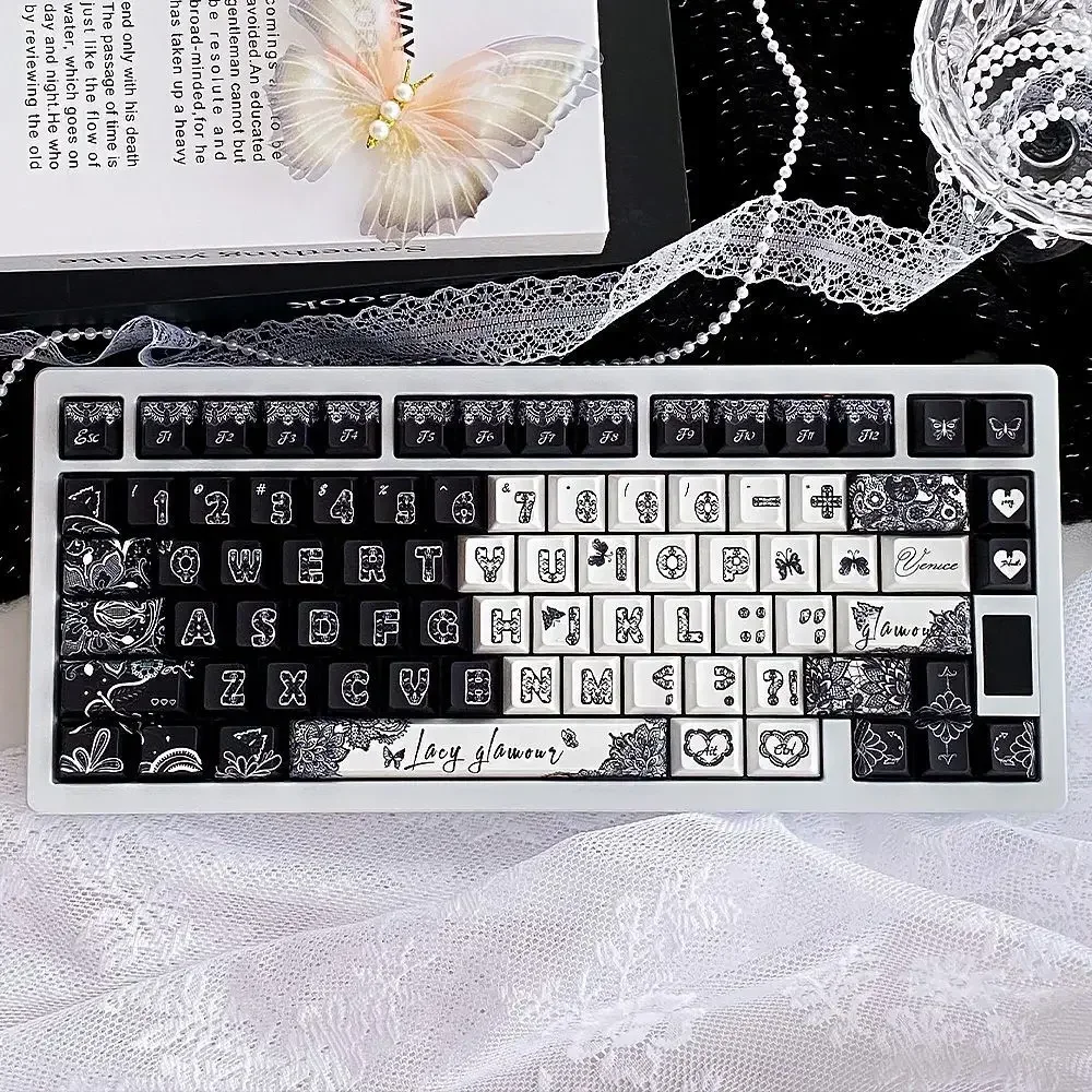 

Оригинальные колпачки для клавиш с высокой кружевной тематикой, сублимационная, PBT, адаптированная, 61/68/75/77, механическая клавиатура для стрельбы