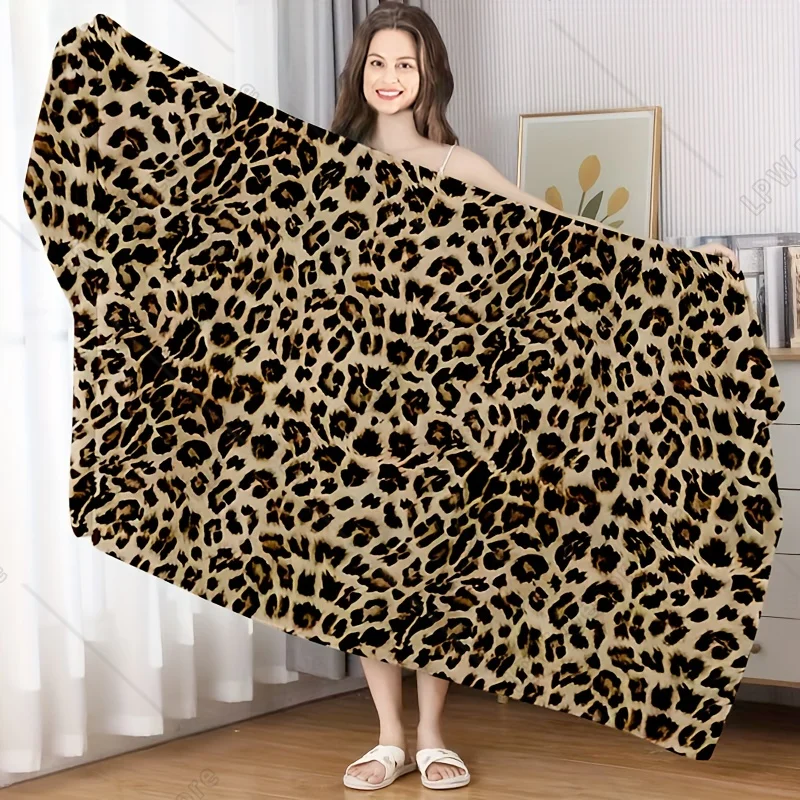 Leopard Print Beach Towel Summer Vacation Essential Poolside Accessory Perfect Gift for Beach Lovers